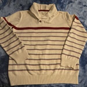 Stylish Cream and Red Striped Kids Sweater